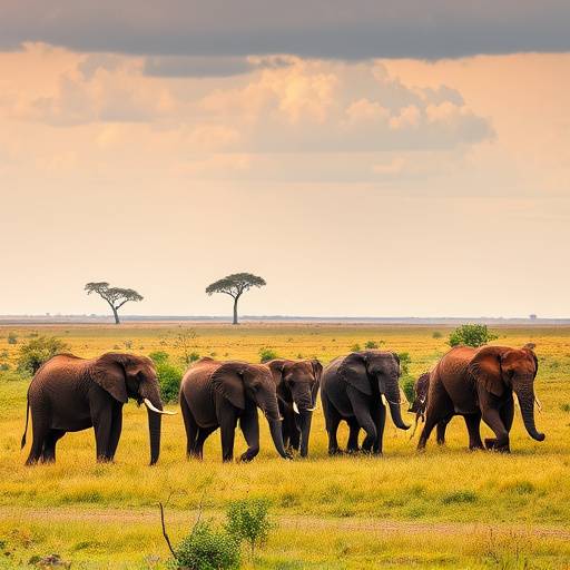 Queen Elizabeth National Park landscape with elephants